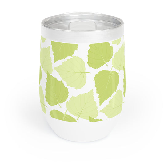 Birch Leaves - Chic Green Floral Wine Tumbler - Perfect for Outdoor Gatherings & Relaxation