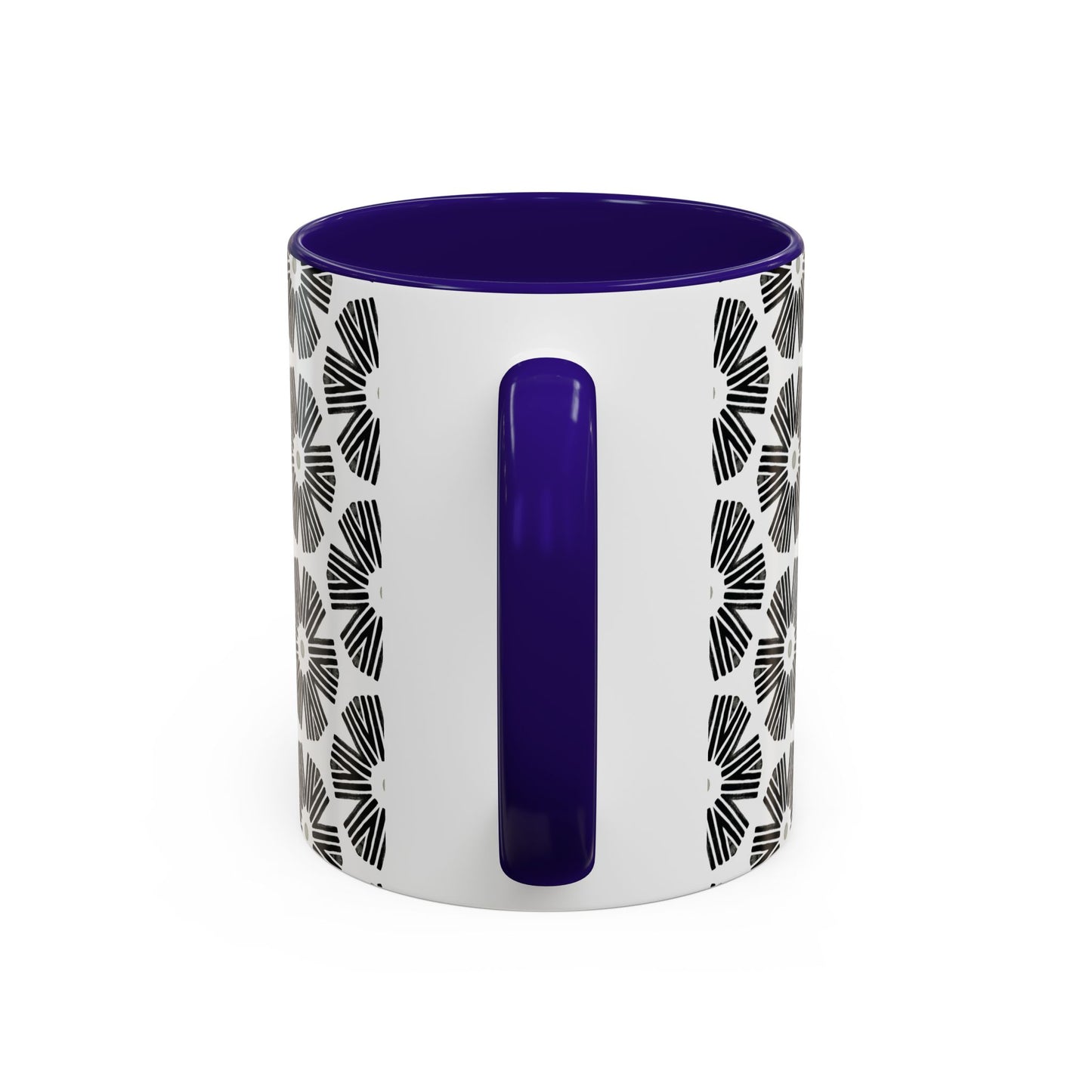 Stylized Flower Mug, Minimalist Black and White Design