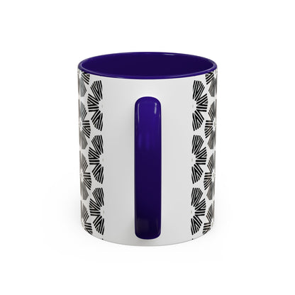 Stylized Flower Mug, Minimalist Black and White Design