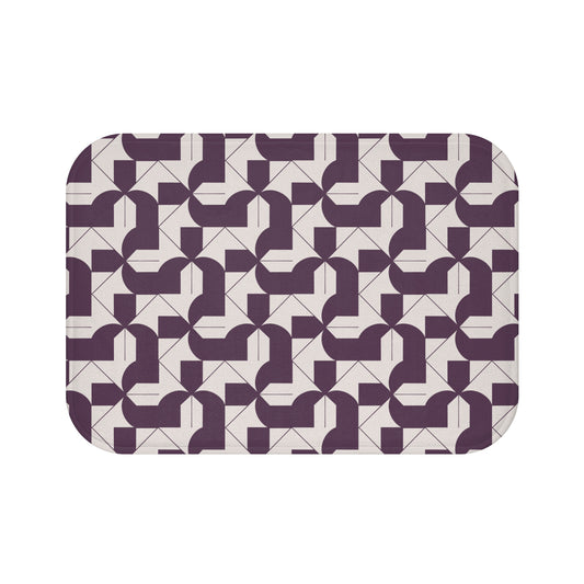 Modern Maze Bath Mat - Geometrical Home Decor - Deep Purple