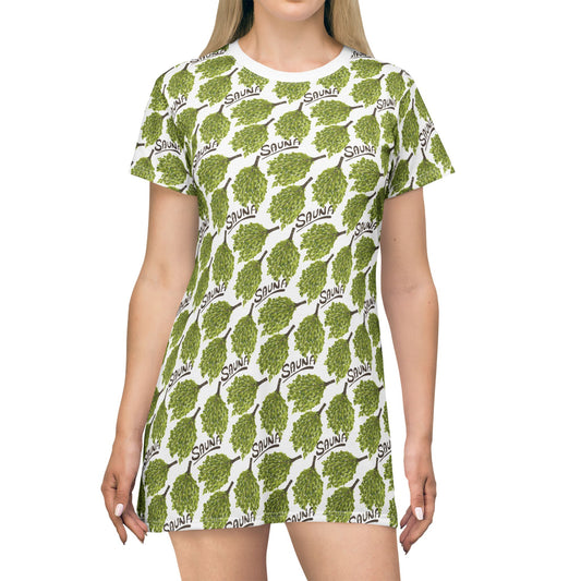 Sauna Birch Whisk Print T-Shirt Dress