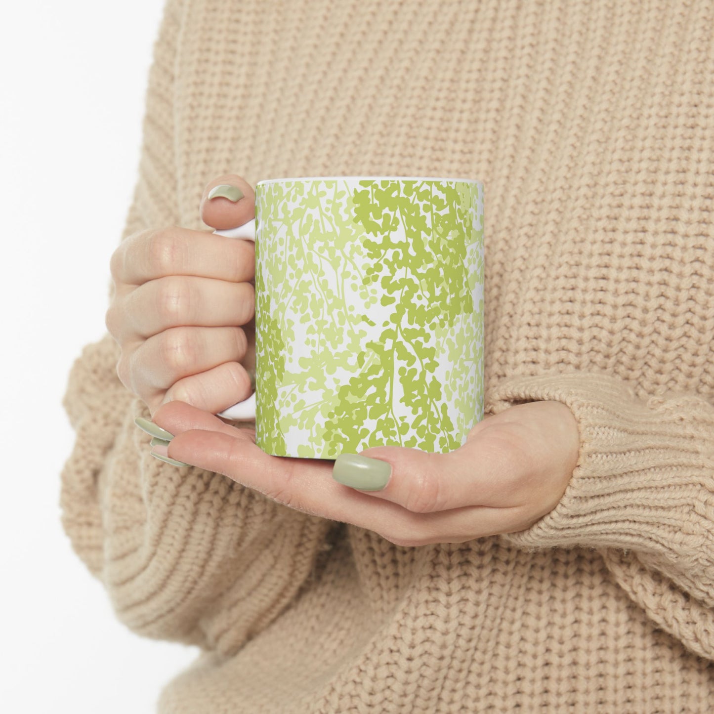 Weeping Birch - Botanical Green Ceramic Mug - 11oz & 15oz - Perfect for Coffee Lovers & Nature Enthusiasts